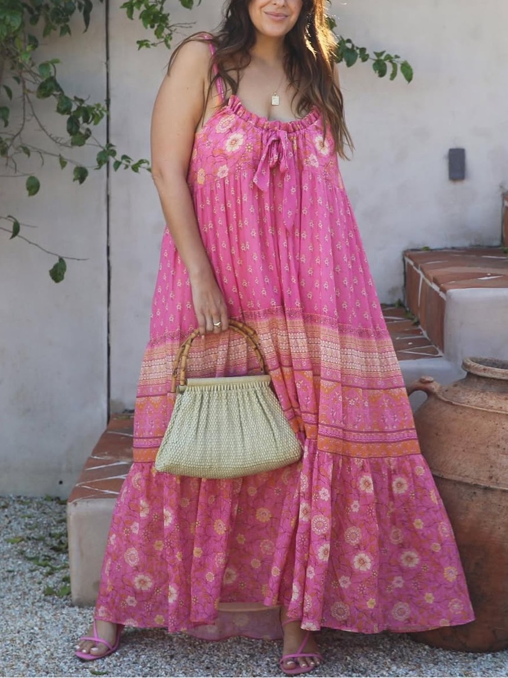 Spell and the Gypsy Maxi Dress Utopia Strappy Sundress in Flamingo Pink Medium